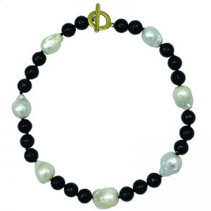 Wild Pearl Necklace with Jet Beads