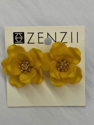 Layered Petal Stud Earrings in yellow