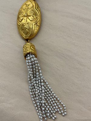 Pearl Necklace with Gold Drop & Tassel