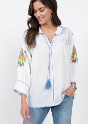 Adela Embroidered Peasant Top