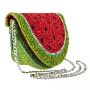 Summer Watermelon Slice Beaded Crossbody Bag
