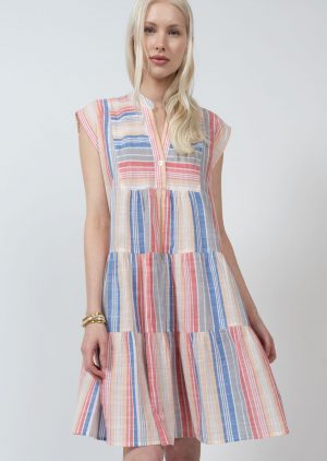 Awning Striped Tiered Dress