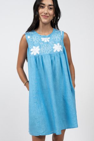 Embroidered Floating Shift Dress