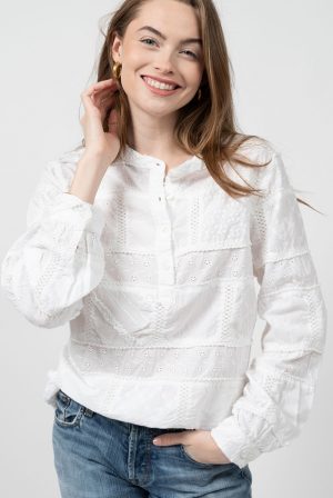 Patched Eyelet Top