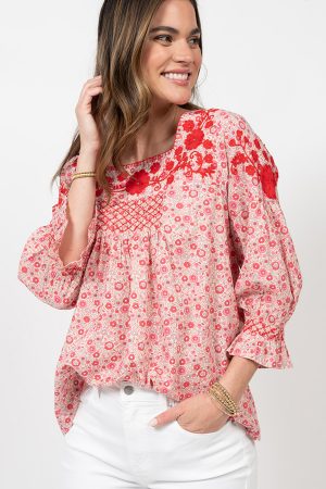 Red Floral Top