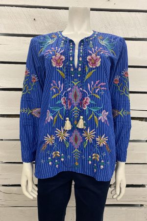 Gabriella Pintuck Embroidered Blouse