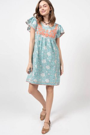 Veronica Aqua Floral Dress